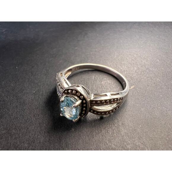 Blue topaz sterling silver ring size 9 - Picture 3 of 16